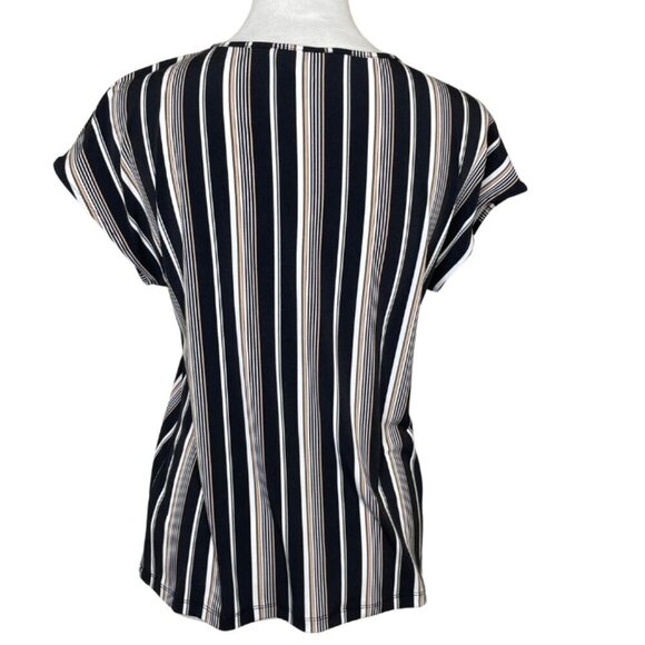 Liz Claiborne Women's Career Striped Keyhole Neck Blouse Top Career size XS - Picture 2 of 5
